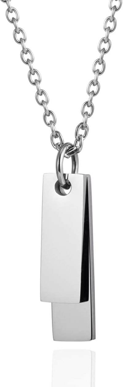 Kesaeki Men’s Necklace、人気、リカレス、ステンレス鋼、アクセサリー、リング、メンズネックレス、銀、ネックレス、チェーン、メンズリング、低アレルギー、誕生日プレゼント、メンズ(セット /黒と白)