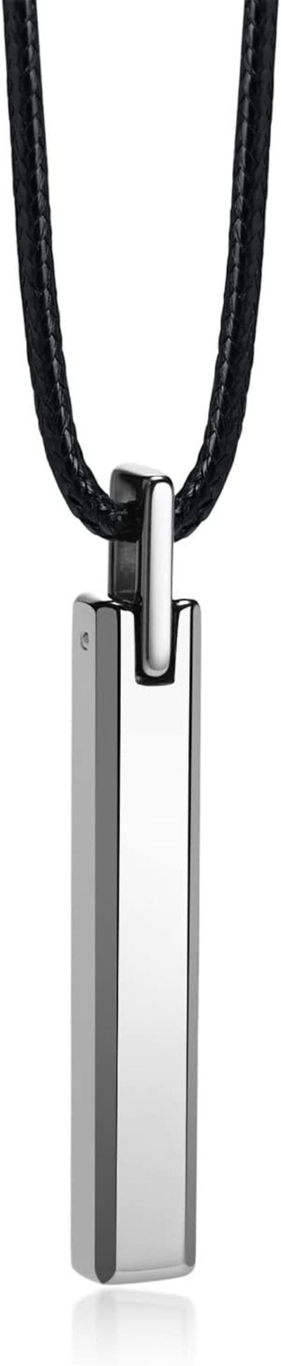 ロッキューメンズバーネックレス、シンプル、タングステン、ミラー仕上げ、光沢のある立方体、スティック、ペンダント、Y字型、金属アレルギー、アクセサリー、記念日ギフト、クリスマスプレゼント
