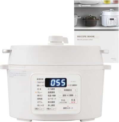 Iris ohyama pc-ma3-w電気圧力鍋、圧力鍋、0.7 gal(3 l)3〜4人、低温調理、卓上ポット、予約機能、レシピ帳、白、白