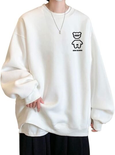 フォックスシオンメンズスウェットシャツ、パーカー、Tシャツ、長袖、丸い首、秋の服、特大、ルーズ、キュート、カジュアル、スタイリッシュ、快適、人気、シンプル、OSHA、Tシャツ、春、秋、冬