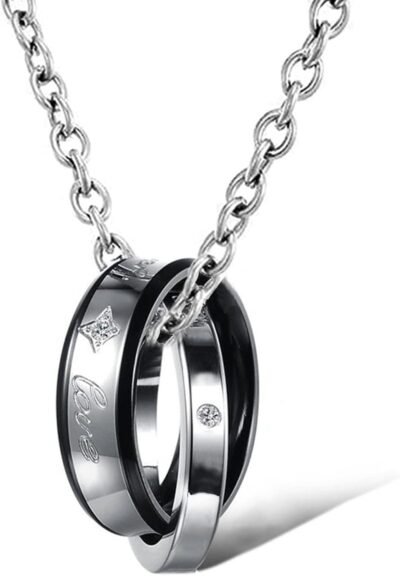 Kesaeki Men’s Necklace、人気、リカレス、ステンレス鋼、アクセサリー、リング、メンズネックレス、銀、ネックレス、チェーン、メンズリング、低刺激性、誕生日プレゼント、男性が働くための誕生日プレゼント