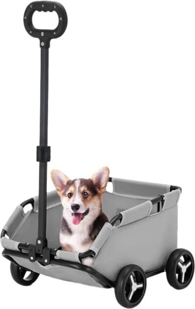 スモールドッグベビーカー – 猫ベビーカー、小型犬ベビーカー、小さなペットベビーカー猫ベビーカー – ペットキャリアローリングドッグキャリア、軽量折りたたみトロリー4輪犬カート子犬と猫