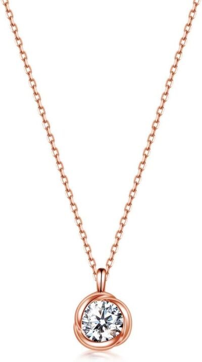 [Free bird] 女性のネックレスとイヤリングセット、「ローズキス」、プレミアムジルコニアペンダント、シルバー、クリスマス、誕生日、記念日、バレンタインデーギフトなど。 （ビデオを参照）