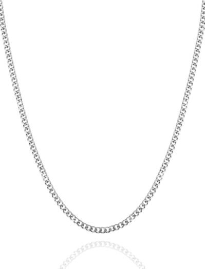 スワーズメンズネックレス、縁石チェーン、6面カット、低刺激性、ステンレス鋼