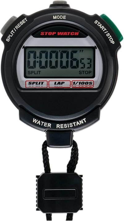 CREPHA STOPWATCH防水カウントダウンタイマーラップタイムスプリットタイム測定ストラップ、ブラック
