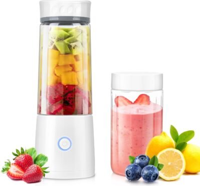 ジューサーブレンダー 小型 一台多役 果物 野菜 アイスジュース スムージー 離乳食用 栄養補給 砕ける氷 450MLボトル2本 2.2000高速回転
