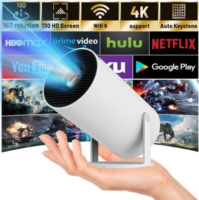 FancyDay プロジェクター Android TV 11.0 小型 家庭用 8000LM 4K対応 1080P対応 180度回転 自動台形補正 Wifi 6 Bluetooth 天井投影 HiFiスピーカー内蔵