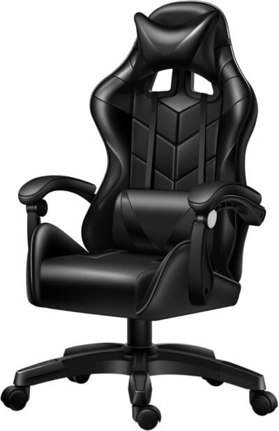 GTBOYゲームチェア、ゲームチェア、デスクチェア、ヘビーデューティPUレザー、140度リクライニングホームリモコン(オリエンタル、ブラック)