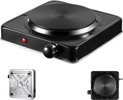 電気調理用ストーブ、1000Wポータブルストーブトップバーナー、5暖房レベルカウンタートップ電気ストーブ、多機能の小さな二重ヘッド電気炉、鋳鉄の鍋用の家庭用クックトップ