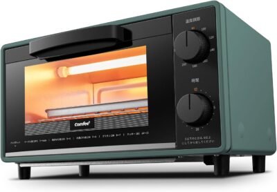 COMFEE ‘CF-CD083 2スライスオーブントースター、2.1 gal（8 L）、タイマー設定、176-446°F（80-230°C）、段階のない温度制御、1,000W、上＆下部高電力、コンパクトデザイン、簡単なケア、w/ tray、森林緑