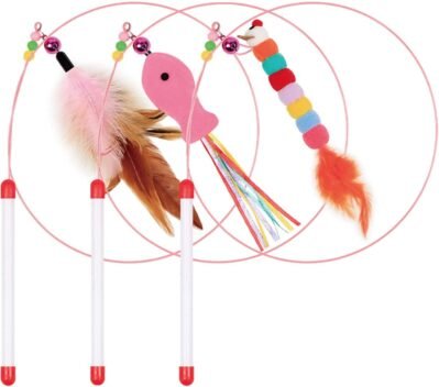 猫友舎 猫じゃらし 3点セット 猫じゃらし 猫じゃらし ワイヤー 鳥 羽根 羽根 プレゼント ギフト