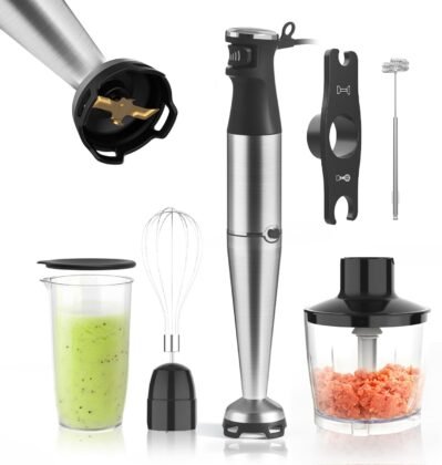 ハグーギハンドブレンダー、7インチ、クリスマスギフト、1,000 W、強いポットスクラッチ予防、離乳料理互換、電動ブレンダー、氷、肉、果物、野菜、泡立て器、ジューサー、ミキサー、フードプロセッサー、