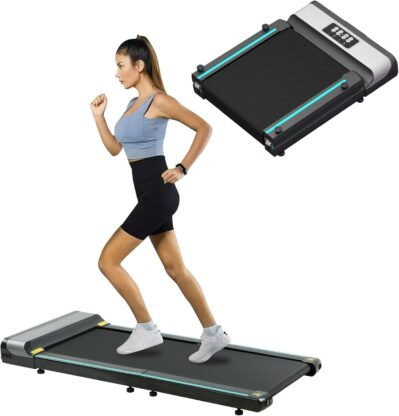 yumcuteルームランナー、折りたたみ、4.3-1.8 mph（1-8 km/h）、ランニングマシン、ウォーキングマシン、家庭用、折りたたみ、電気、サイレント、軽量、コンパクト、ホイールが含まれている、アセンブリは不要、