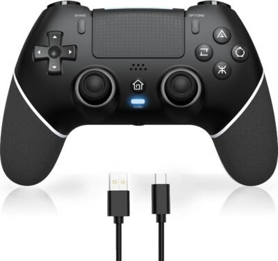 P4コントローラー 「2024下半期新」 Sungale p4コントローラー 自動連射 背面ボタン付き Bluetooth5.0 1000mAhバッテリー搭載 マクロ機能 P4/P4 Pro/Slim/PC対応 イヤホンジャック付き ホールスティック デッドゾン&ドリフト無し 16時間連続使用 日本語取扱説明書付き(P4ホワイト*ブラック)