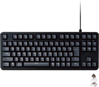 Elecom TK-GK20TBKゲームキーボード、有線機械、す​​べてのキーロールオーバー、日本の配置、数値キーパッドレス、5,000万回、ヘビーデューティスイッチ、触覚、茶色の軸、黒
