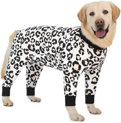 すべての季節、ペットの服、柔らかい、犬の摩耗に適した、中程度および大型ファッション犬の服(黒と白のヒョウ、34#)