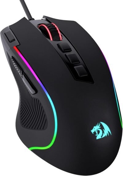 Redragon M612 プレデター RGB ゲーミングマウス 8000 DPI 有線光学式ゲーマーマウス 11 個のプログラム可能なボタン & 5 つのバックライトモード ソフトウェアサポート DIY キーバインド 高速発射ボタン