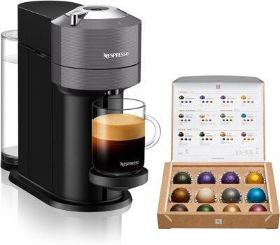 (Amazon.co.jp Exclusive)nespresso GDV1-GGR-Wカプセルタイプのコーヒーメーカー、Vatuo Next、Dark Gray、Water Tang Capize 3.3 Gal(1.1 L)、遠心力抽出器、ワンタッチ