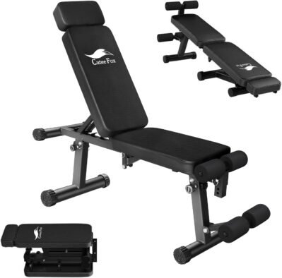 Cuteefox PD307トレーニングベンチ、フラットベンチ、傾斜ベンチ、折りたたみ式、便利なストレージ、負荷容量661.1ポンド（300 kg）、ホームジム、ベンチプレス、筋肉トレーニング、日本の取扱説明書が含まれています