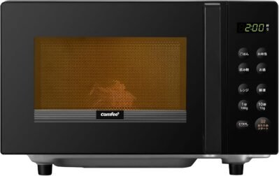 Comfee ‘CF-EM202-BKマイクロ波フラットテーブル、Hertzフリー、全国的な互換性、単一機能、自動メニュー、使いやすい、単独で生活し、マイクロコンピュータータイプ、タイマーが含まれ、自動温暖化、ブラック