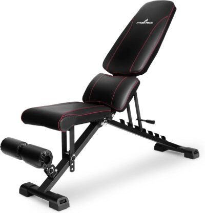 パイクスピークトレーニングベンチ、折りたたみ可能、コンパクト、角度調整、負荷容量728.7ポンド（330 kg）、傾斜ベンチ、衰退ベンチ、ダンベルベンチ、筋肉トレーニング、胸筋、腹筋、背中