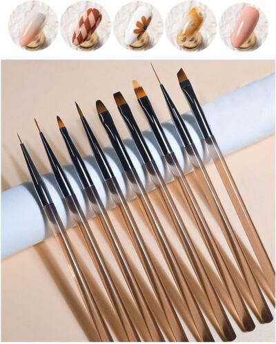 サンコスネイルアートブラシ、ジェルネイルブラシ、ジェルネイルペインティングブラシ、ネイルブラシ、9のセット、ジェルネイルブラシ、ネイルブラシセット、セルフネイルセット、初心者セット、3Dネイル、ネイル用品、UV使用（9セット）