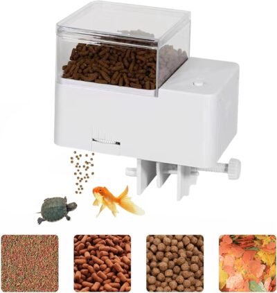 Geerow 自動給餌器 魚用自動給餌器 320ml 大容量 自動給餌器 時間設定 設定時間調整可能 密閉型防湿設計 静音 自動給餌器 多段式