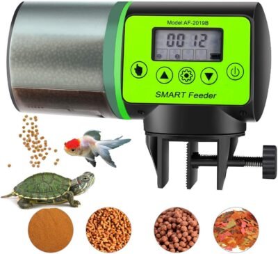 Bluefire Automatic Fish Feeder、自動フィーダー、熱帯魚、金魚、メダリオン(360°回転、静かな水分予防)、自動フィーダー、時間摂取、調整可能な分布、水族館、時間時間