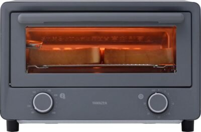 Yamazen YTU-CDC130(SG)トースター、オーブン、4ピーストースター、蒸気機能、タイマー機能、1,300 W、オープントースター、オープントースター、メッシュ格子、ソーサー、ストーングレーを含む