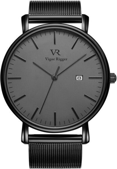 Burei Men’s Wristwatch、シンプルでスタイリッシュ、ブランド、人気、超薄、軽量、アナログウォッチ、ビジネス、防水、クォーツ、メンズウォッチ、ブラックグレー、アナログカーツムーブメント