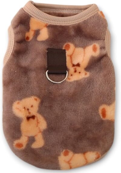 RIOSTUDIO 犬服 秋冬 XS~XXL 犬服 Dリング付き 犬 猫 ドッグウェア タンクトップ ペット服 秋冬 クマ モコモコ もこもこフリースベスト 防寒