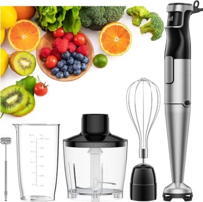 （最強のモデル/ステップレスシフトギア）ハンドブレンダー、ベビーフード、ポットスクラッチ予防、氷の粉砕、6インチハンドミキサー、電気泡立て器、フードプロセッサ、ミキサー、ジューサー、氷、肉、果物、野菜、