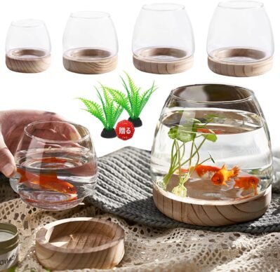 金魚ボウル、ガラス、丸い、金魚、水族館、小、メダリオンポット、観賞用植物、内部メダリオンコンテナ、テーブル、水族館、ボウル、水栽培、大容量、ファッショナブル、スモール