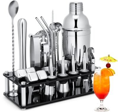 Yoseka カクテルシェーカー 23点セット カクテルセットツール 550ml カクテルシェーカーセット ステンレス製 カクテルセット カクテルセット バーテンダー 初心者 バーセット 業務用 家庭用