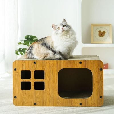 グロリットラージキャットクローシャープナー、段ボール、猫の家、爪シャープナー、ベッド、二重の使用、猫ソファ、木製、猫シャープナー、猫シャープナー、高密度段ボール、荷重容量44.1ポンド(20 kg)、簡単な容量