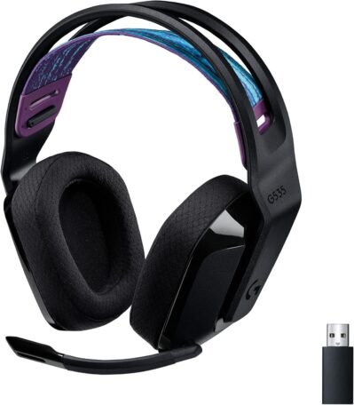 Logicool G535ゲームヘッドセット、G535BK、ワイヤレスヘッドセット、ウルトラ軽量、8.1オンス(236 g)、マイクが含まれている、充電、33時間の継続的使用、不一致互換、立体音響、