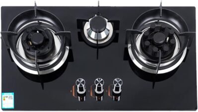 3バーナーガスカウンタートップガスストーブ、強化ガラスドロップインガスストーブホブ、熱電対保護を備えたホームキッチン組み込みガスストーブトップ、掃除が簡単