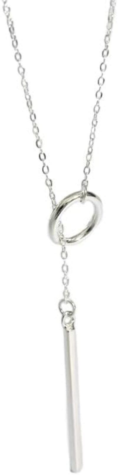 Gulamu Jewelry Women’s Long Necklace、人気、925シルバー、プラチナフィニッシュ、低アレルギー性メタル、シンプル、チェーン、Y字型、ギフト、ガールフレンド、ジュエリー