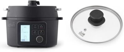 Iris Ohyama電気圧力鍋、2.2 L;自動メニュー、69種類、2ウェイグリルポットには、ガラスの蓋、レシピ本が含まれています、黒、2020モデルPMPC-MA2-B + IRIS OHYAMA電気圧力鍋、