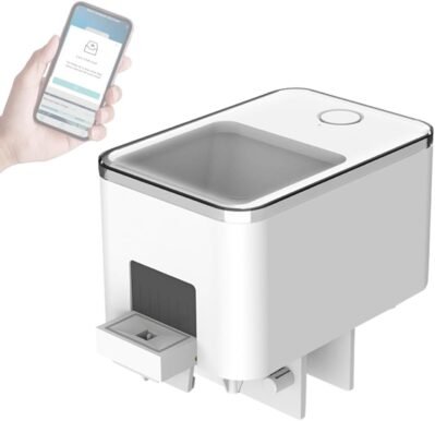 KKNOONオートマチックフィーダー自動魚のベイトデバイス水族館トロピカルフィッシュベイトボックスwifiリモート自動フィーダーインテリジェントタイミング自動フィーダー100ml USBインターフェイス携帯電話リモート