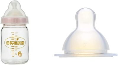 ピガオンオークライプタイプ直接看護トレーニング母乳牛乳コンサルテーションルーム、給餌ボトル、6.3 fl oz(160 ml)、0ヶ月、耐熱性ガラス、SSサイズ(丸い穴)、透明な1ピジョンオークア