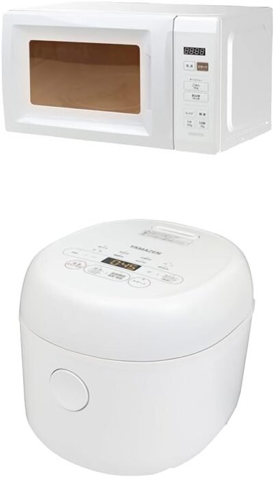Yamazen YRM-HF171(W)YRM-HF171(W)マイクロ波オーブン2ピースセット、単一機能、単独での生活、2人、炊飯器、マイクロコンピュータータイプ、3ピース、白