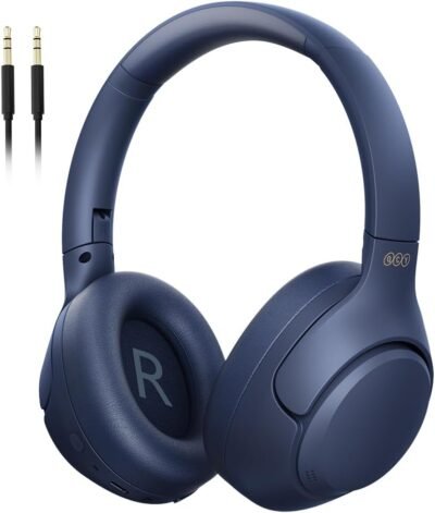 QCY H3ヘッドフォン、ワイヤレスヘッドフォン、ノイズキャンセル、Bluetooth 5.3、高解像度サポート（AUX接続を備えた）、最大43 dB、ワイヤレス、デュアル使用、最大60時間の音楽