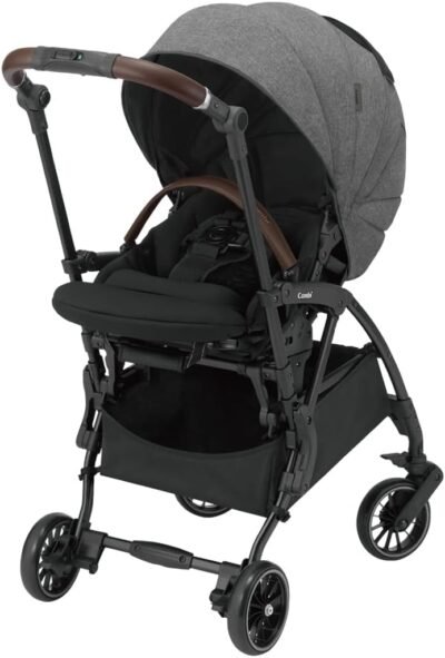コンビcombiタイプ(二重面)ベビーカー、ホワイトラベル、スーゴーカー、ミニマンプラス、卵の衝撃、フル装備を備えたリブグレー、軽量、コンパクトベビーカー