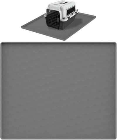 シリコンペットウォーターマット、大きなフロアドッグフードマット|シリコンウォーターボウルマット|フロアドッグフードマット、防水犬猫フィーダーパッド猫の犬の水ボウル用の上昇したエッジ