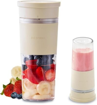 Iris Ohyama IBB-C301-Cコードレスミキサー、ジューサー、ハンドミキサー、ブレンダー、小規模で掃除しやすい砕いた氷、どこでもスムージー、フルーツ、モカ、軽量、USBケーブル、Typeaと互換性があります