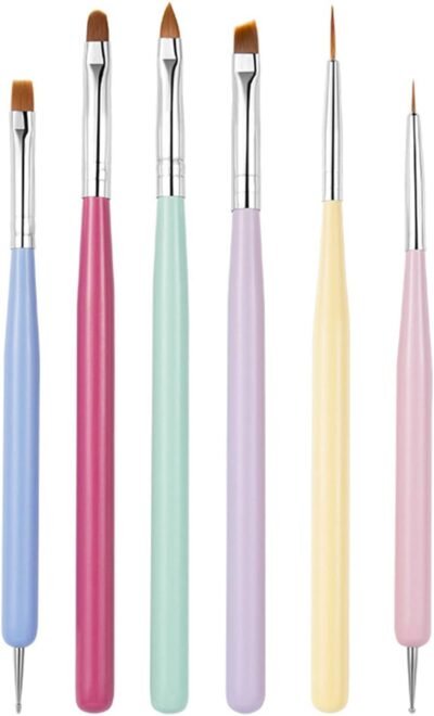 dfsuccesネイルブラシネイルアートブラシセットかわいいジェルブラシネイルアートツール(マカロンカラー6 PC)