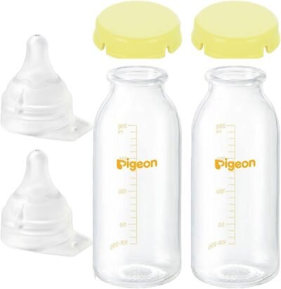 母乳ボトル、6.8 fl oz(200 ml) +乳首(低負荷 /大量流量) +蓋(一般的な新生児用)