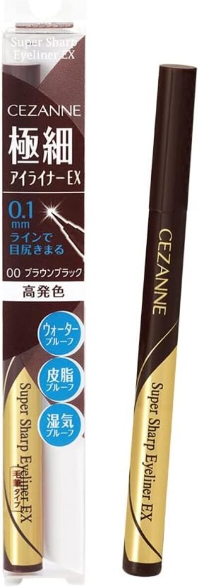 Cezanne Ultra Fine Eyeliner ex 00 Brown Black 0.01 Fl Oz(0.48 ml)液体アイライナー防水水分証明