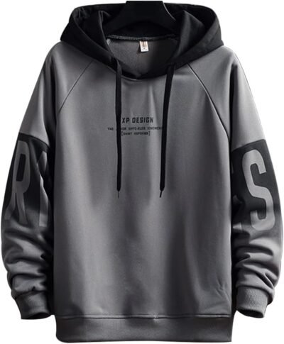 Aaronlive Men’sパーカー、長袖、大きなサイズ、軽量、柔らかい、フード付き、プリントTシャツ、シンプル、スタイリッシュ、フード付き、ゆるい、カジュアル、プルオーバー、秋、冬の服